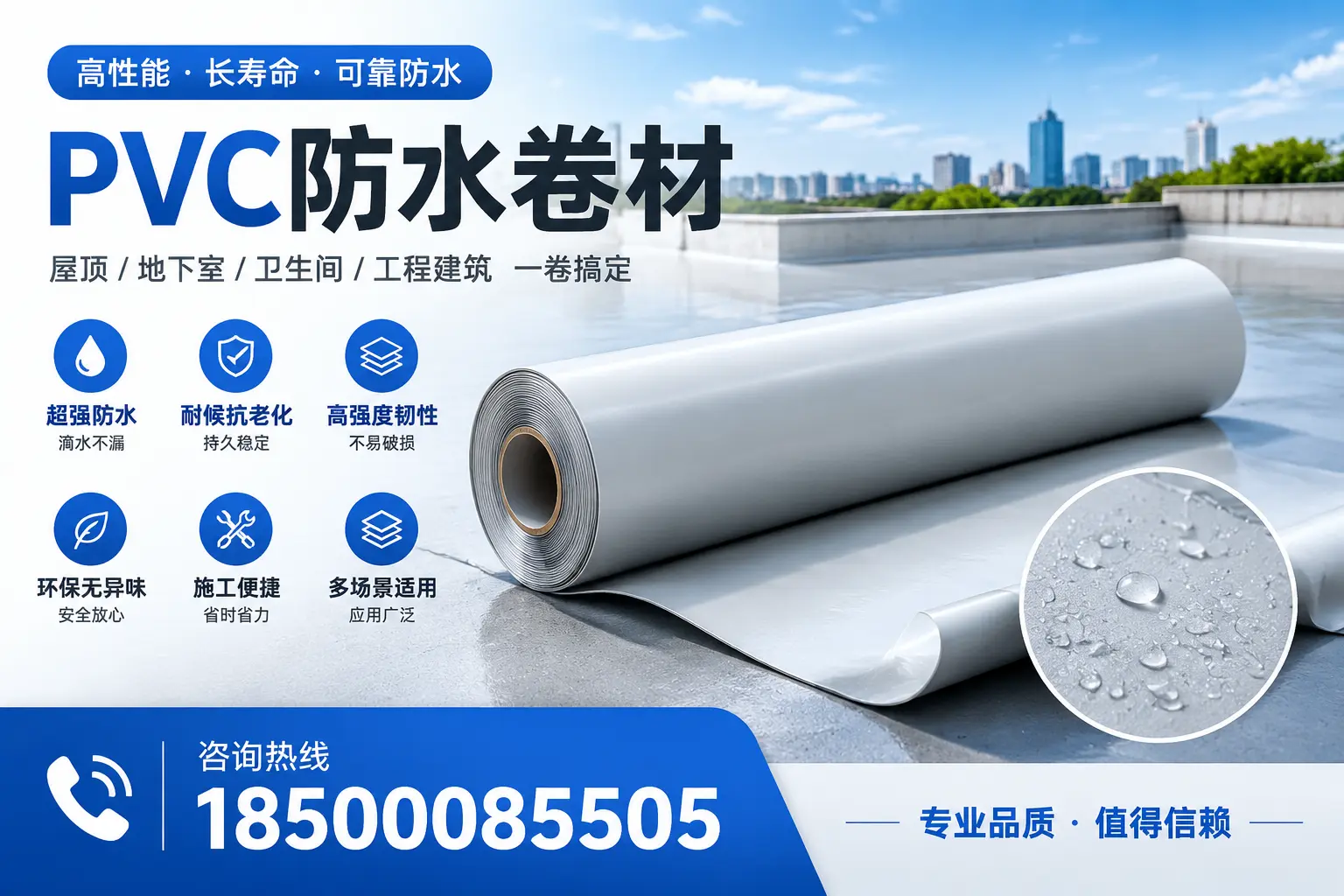 PVC防水卷材的防水效果评测,适合广安的科学依据